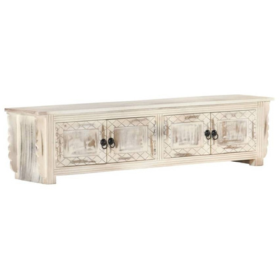 vidaXL Szafka pod TV, biała, 140x30x35 cm, lite drewno mango