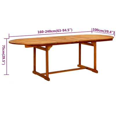 9-częściowy zestaw mebli ogrodowych, lite drewno akacjowe, 160-240 cm