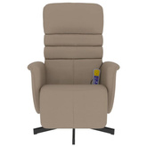 vidaXL Rozkładany fotel masujący z podnóżkiem, cappuccino, ekoskóra