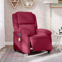 vidaXL Rozkładany fotel masujący, elektryczny, winna czerwień, aksamit