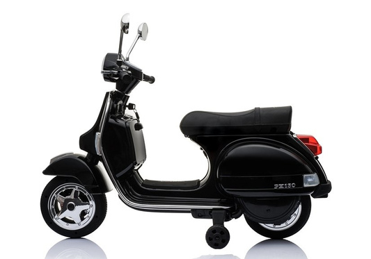 Skuter na Akumulator Vespa Dla Dzieci Światła LED Panel MP3 Czarny
