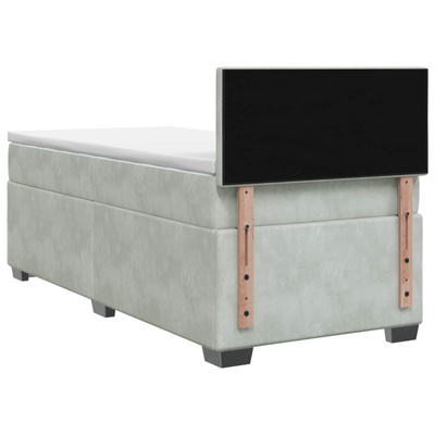 Łóżko Box Spring z materacem i LED jasnoszary 80 x 200 cm Welur