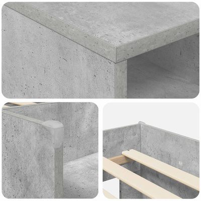 Łóżko na podwyższeniu z szafką z półką 3 szt. Betonowy szary