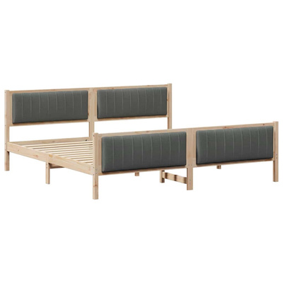 Rama łóżka Z zagłówkiem brązowy i ciemnoszary 200 x 200 cm