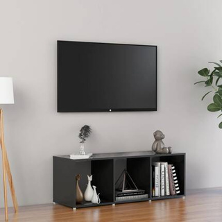 vidaXL Szafka pod TV, szara na wysoki połysk, 107x35x37 cm