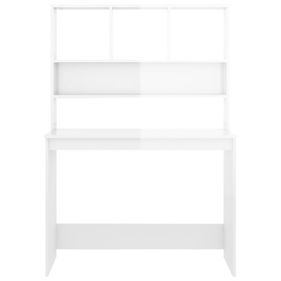 vidaXL Biurko z półkami, białe z połyskiem, 102x45x148 cm