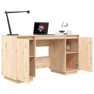 vidaXL Biurko, 140x50x75 cm, lite drewno sosnowe