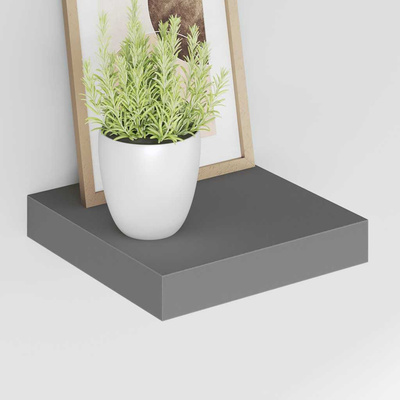 vidaXL Półki ścienne, 2 szt., szare, wysoki połysk, 23x23,5x3,8cm, MDF