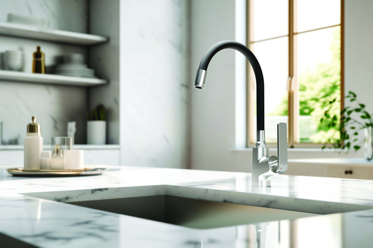 Bateria zlew. ligaria z elastyczną wylewką, chrom/czarny BZ-39-008-L Invena