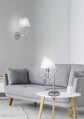 Lampka nocna Valencia biało-srebrna z abażurem E14 Candellux