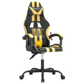 vidaXL Obrotowy fotel gamingowy, czarno-złoty, sztuczna skóra model standard