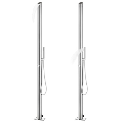 Prysznic ogrodowy z szarą podstawą, 225 cm, stal nierdzewna