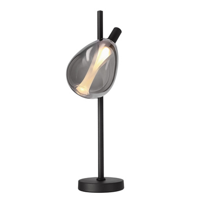Lampka nocna Denso czarna szklana z kloszem dymionym minimalistyczna