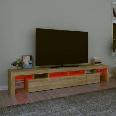 vidaXL Szafka pod TV z oświetleniem LED, dąb sonoma, 230x36,5x40 cm