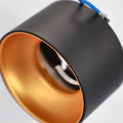 Oprawa sufitowa wpuszczana ZAMA Black Gold S IP20, okrągła czarna, środek złoty EDO777452 EDO Solutions
