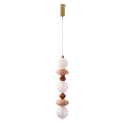 FLORES lampa wisząca mosiężny+brązowy+pomarańczowy 20W LED 3000K klosz biały