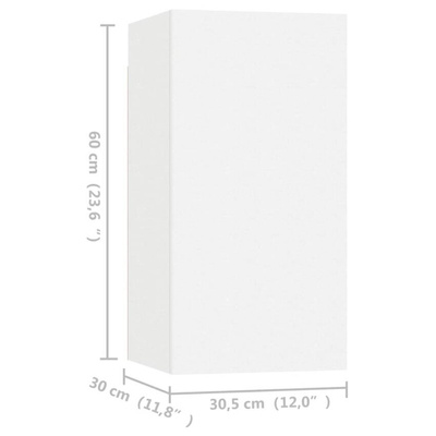 vidaXL Szafki telewizyjne, 4 szt., białe, 30,5x30x60 cm, płyta wiórowa