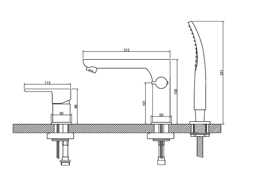 Bateria wannowa 3-otworowa Siros chrom  Invena