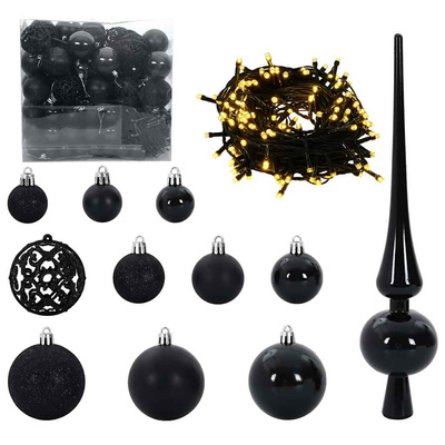 Zestaw Bombek Choinkowych 120 pcs Czarny Z tworzywa sztucznego