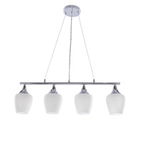 ELECTRA lampa wisząca chromowa 4x60W E27 białe klosze nowoczesna lampa sufitowa do salonu jadalni kuchni efektowny design