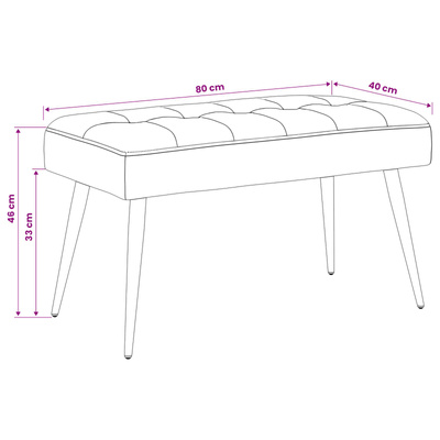 Ławka z guzikami Czerwone wino 80 x 40 x 46 cm Welur