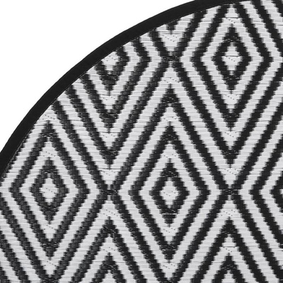 Dywan na zewnątrz, biało-czarny, ?200 cm, PP vidaXL