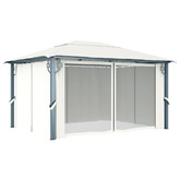 vidaXL Altana ogrodowa z zasłonami, 400 x 300 cm, kremowa, aluminium