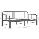 Sofa z wysuwaną ramą łóżka, szara, metalowa, 90x200 cm wariant 4
