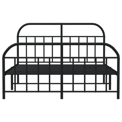 vidaXL Metalowa rama łóżka z wezgłowiem i zanóżkiem, czarna, 140x190cm