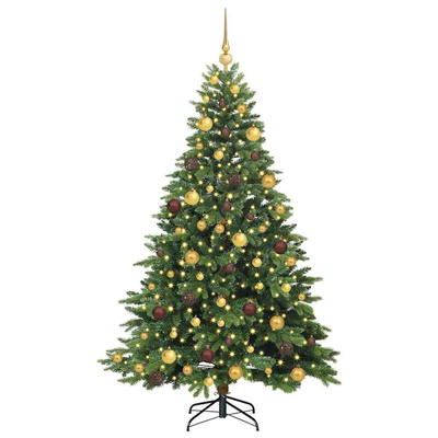 Sztuczna choinka z 300 diodami LED Zielony 180 cm PE i PVC