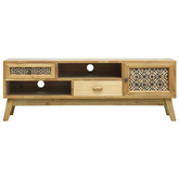 vidaXL Szafka pod TV, rzeźbiona, brązowa, 120 x 30 x 42 cm, drewno