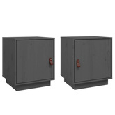 Szafki nocne, 2 szt., szare, 40x34x45 cm, lite drewno sosnowe