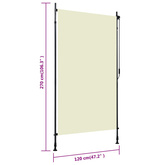 Roleta zewnętrzna, 120x270 cm, kremowa