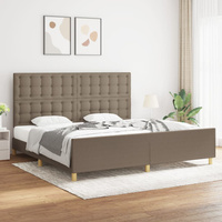 Rama łóżka z zagłówkiem, kolor taupe, 200x200 cm, obita tkaniną vidaXL