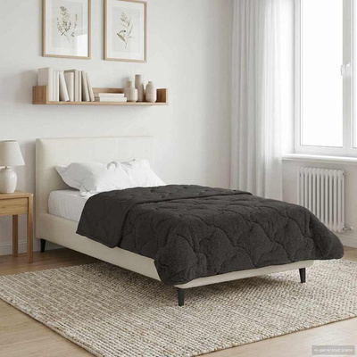 Letni Kołdra Antracyt 135 x 200 cm Mikrofibra i Fleece Teddy
