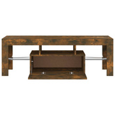 Szafka pod TV z oświetleniem LED, przydymiony dąb, 120x35x40 cm vidaXL