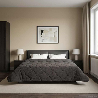 Letni Kołdra Antracyt 240 x 260 cm Mikrofibra i Fleece Teddy