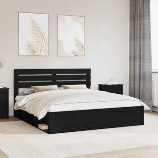 Ramka łóżka Czarny 200 x 200 cm Lite drewno sosnowe