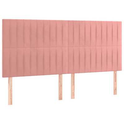 vidaXL Łóżko kontynentalne z materacem i LED, różowy aksamit 160x200cm wariant 4