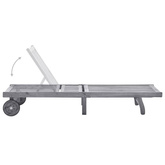 vidaXL Ogrodowy leżak z poduszką, szary, lite drewno akacjowe