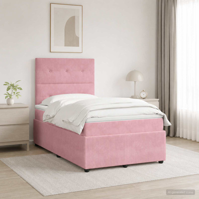 Łóżko z box spring LED z materacem różowy 120 x 190 cm Welur