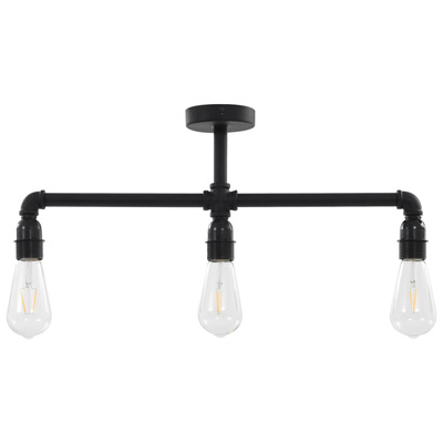 vidaXL Lampa sufitowa, czarna, 3 żarówki E27
