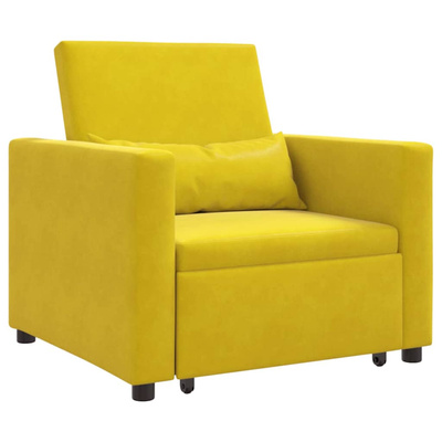 Rozkładana sofa jednoosobowa Żółty Aksamit