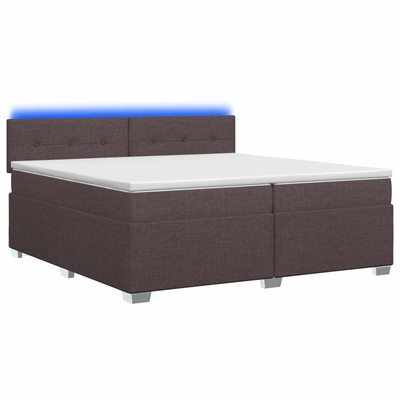 Łóżko Box Spring z materacem i LED Ciemny brąz 200 x 200 cm