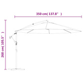 Parasol wiszący z aluminiowym słupkiem, 350 cm, terakotowy