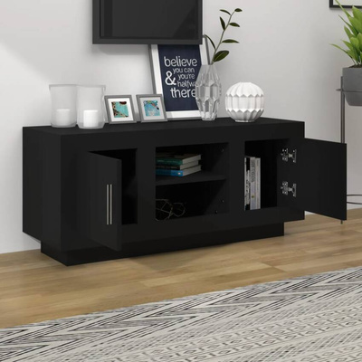vidaXL Szafka pod TV, czarna, 102x35x45 cm, materiał drewnopochodny