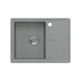 Zlewozmywak granitowy TONY 116 – jednokomorowy, wpuszczany, silver stone/elementy stalowe, Quadron