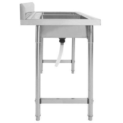 Zlewozmywak kuchenny, dwukomorowy, stal nierdzewna