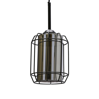 Jonera lampa wisząca czarny 1X40 E27 klosz dymiony 31-08428