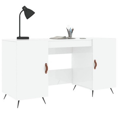 vidaXL Biurko białe z połyskiem, 140x50x75 cm, materiał drewnopochodny model standard